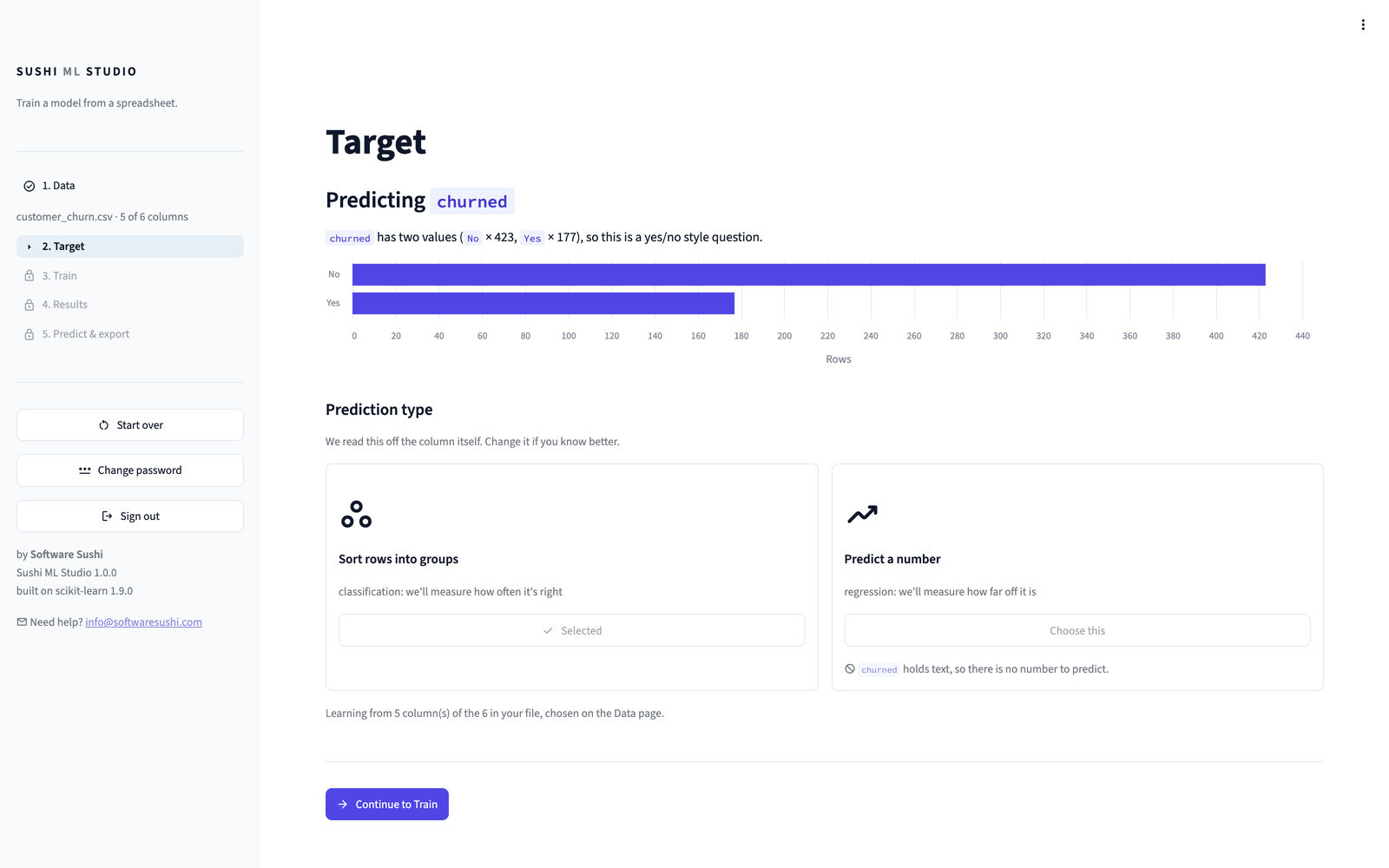 The Target page