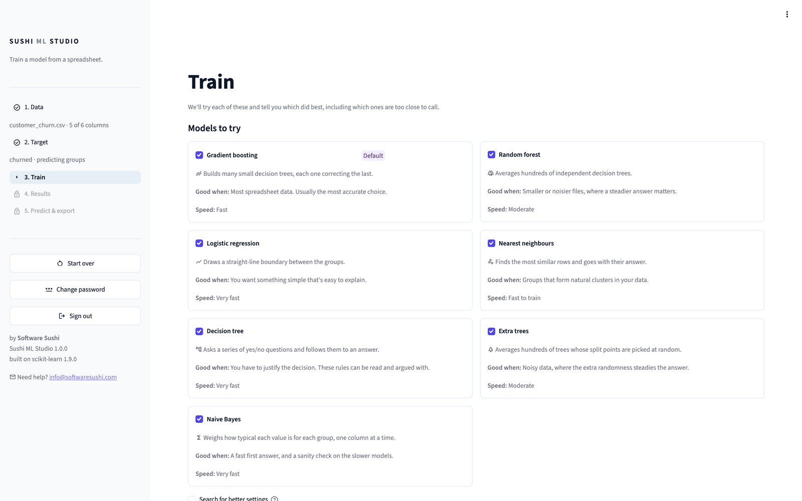 The Train page