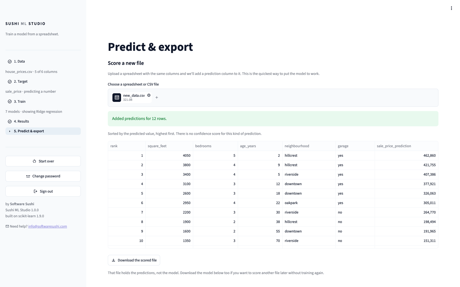 Predictions added to a new file